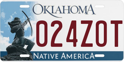 OK license plate 024ZOT