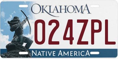 OK license plate 024ZPL