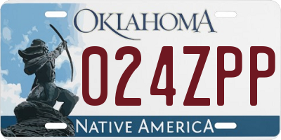 OK license plate 024ZPP