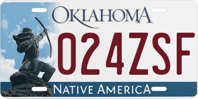 OK license plate 024ZSF