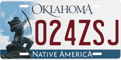 OK license plate 024ZSJ