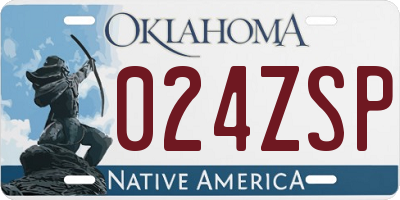OK license plate 024ZSP