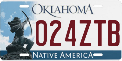 OK license plate 024ZTB