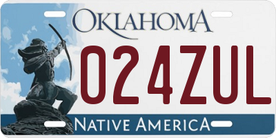 OK license plate 024ZUL