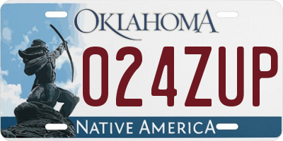 OK license plate 024ZUP