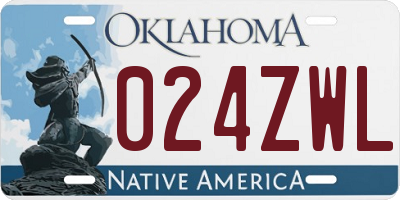 OK license plate 024ZWL