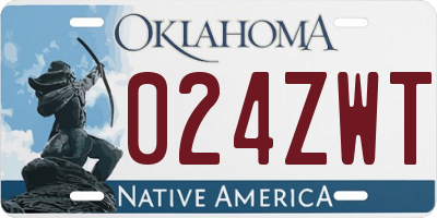 OK license plate 024ZWT