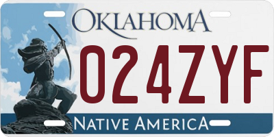 OK license plate 024ZYF