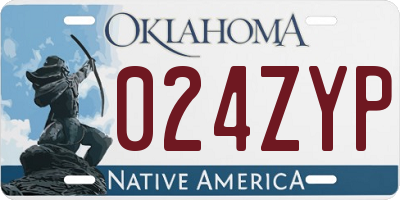 OK license plate 024ZYP