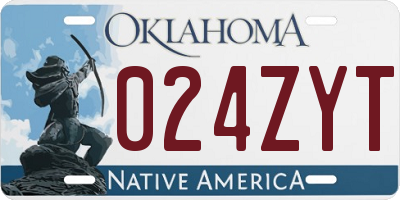 OK license plate 024ZYT