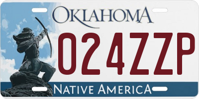 OK license plate 024ZZP