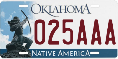OK license plate 025AAA