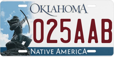 OK license plate 025AAB