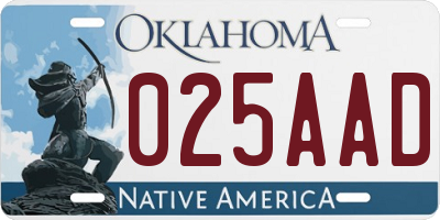 OK license plate 025AAD