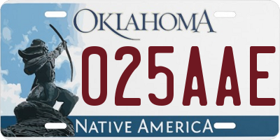 OK license plate 025AAE