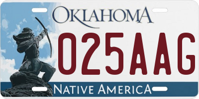 OK license plate 025AAG