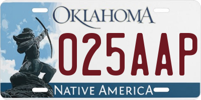 OK license plate 025AAP