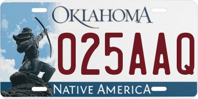 OK license plate 025AAQ