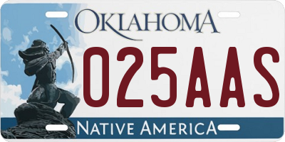 OK license plate 025AAS