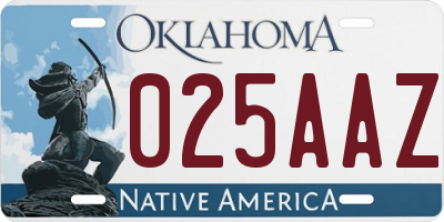 OK license plate 025AAZ