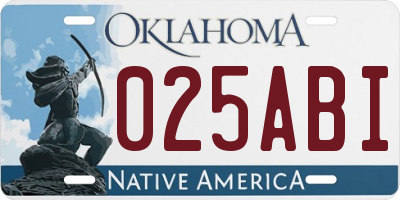 OK license plate 025ABI