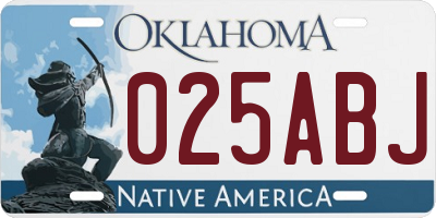 OK license plate 025ABJ