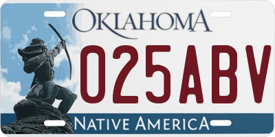OK license plate 025ABV