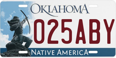 OK license plate 025ABY