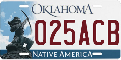 OK license plate 025ACB
