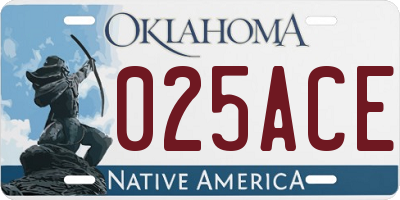 OK license plate 025ACE