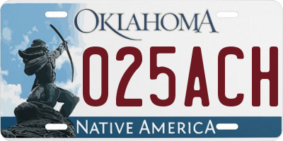 OK license plate 025ACH