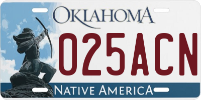 OK license plate 025ACN
