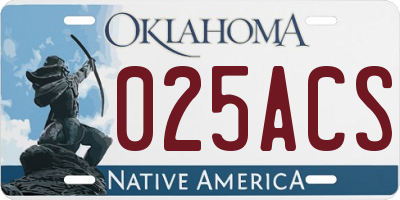 OK license plate 025ACS