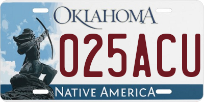 OK license plate 025ACU