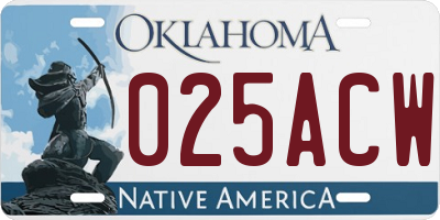 OK license plate 025ACW