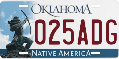 OK license plate 025ADG