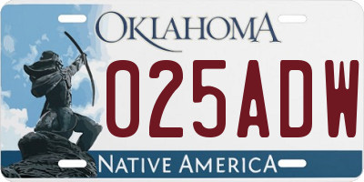 OK license plate 025ADW