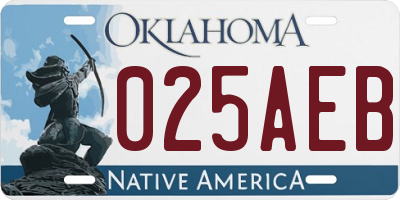 OK license plate 025AEB