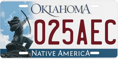 OK license plate 025AEC