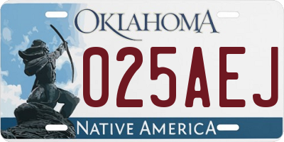 OK license plate 025AEJ
