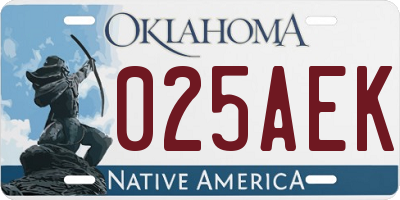 OK license plate 025AEK