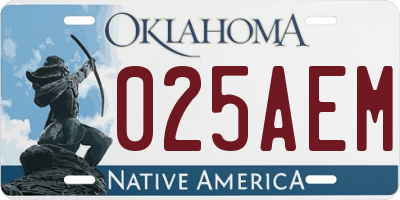 OK license plate 025AEM