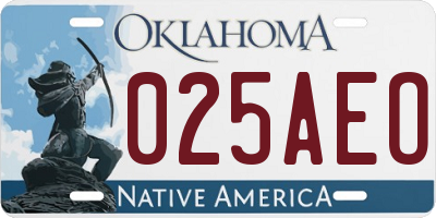 OK license plate 025AEO