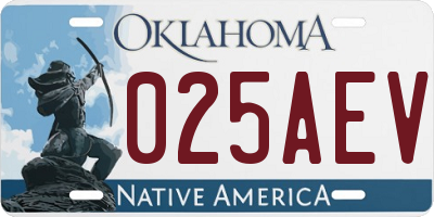 OK license plate 025AEV