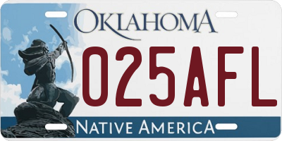 OK license plate 025AFL