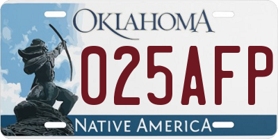OK license plate 025AFP