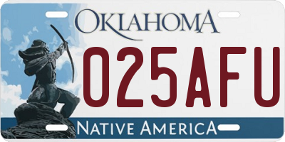 OK license plate 025AFU