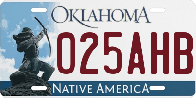 OK license plate 025AHB