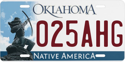 OK license plate 025AHG