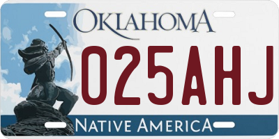 OK license plate 025AHJ